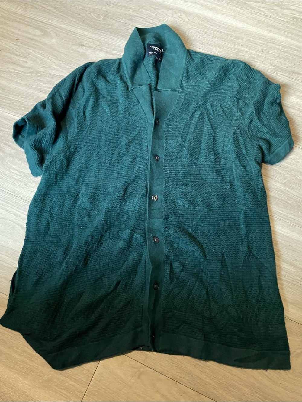 Abercrombie & Fitch Teal Green Short-Sleeve Button Front Shirt